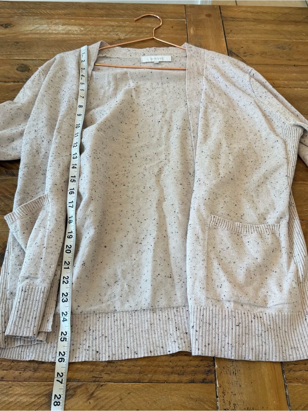 Verve Ami Speckled Beige Open-Front Cardigan size large with pockets - Picture 5 of 6